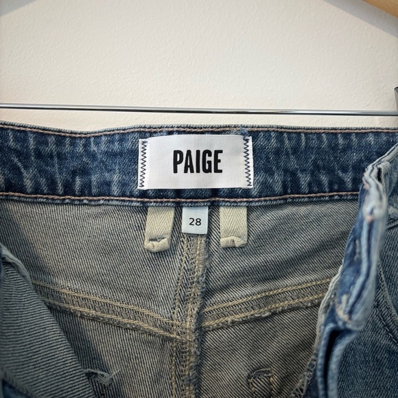 NWT PAIGE Alexis High Rise Barrel Leg Cats Meow Distressed Medium Wash Jeans - Picture 10 of 16